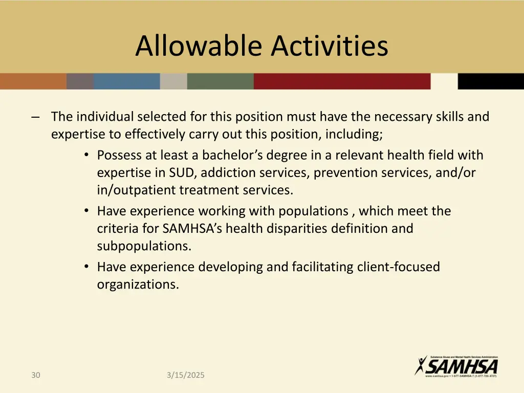 allowable activities 1