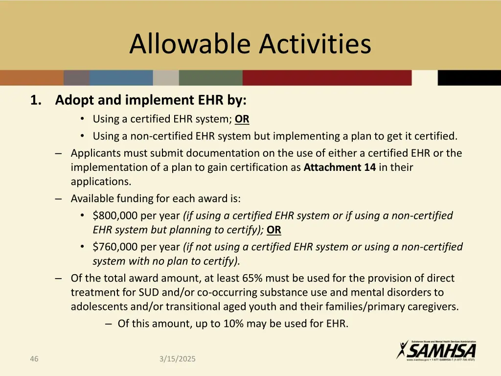 allowable activities 8