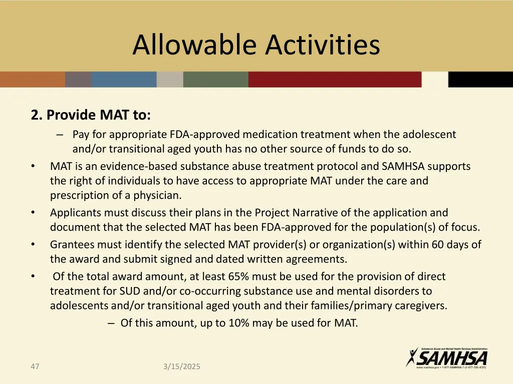 allowable activities 9