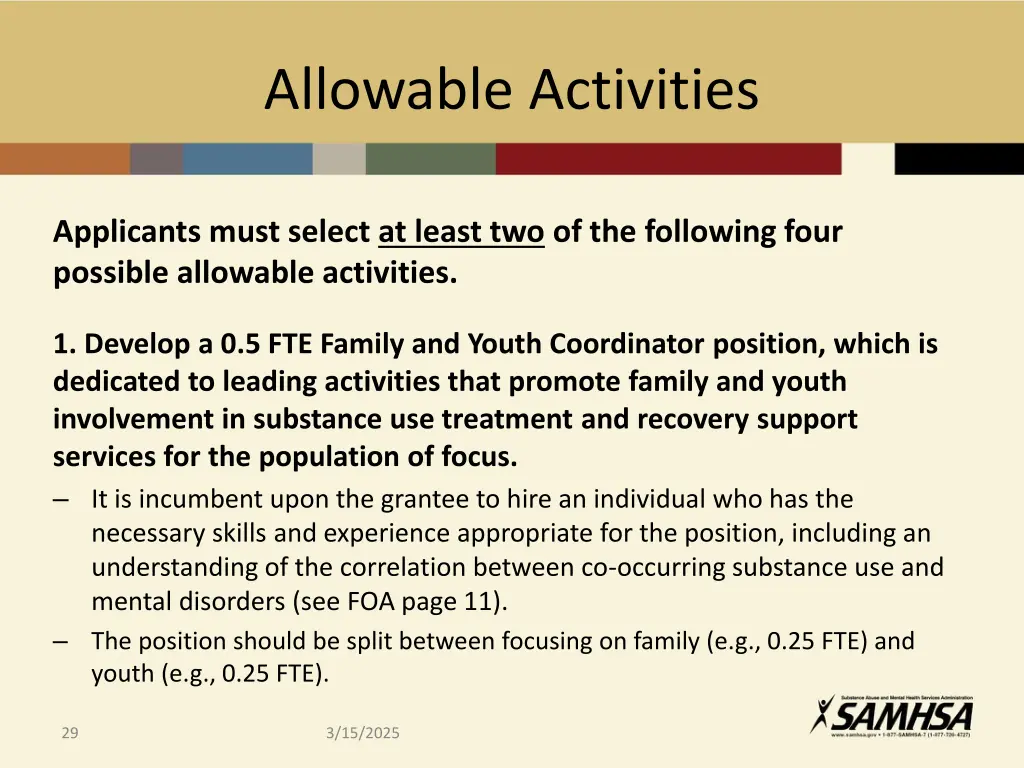 allowable activities