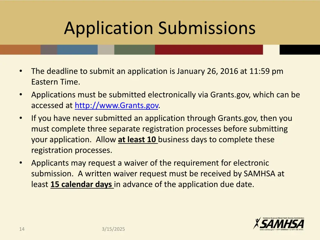 application submissions