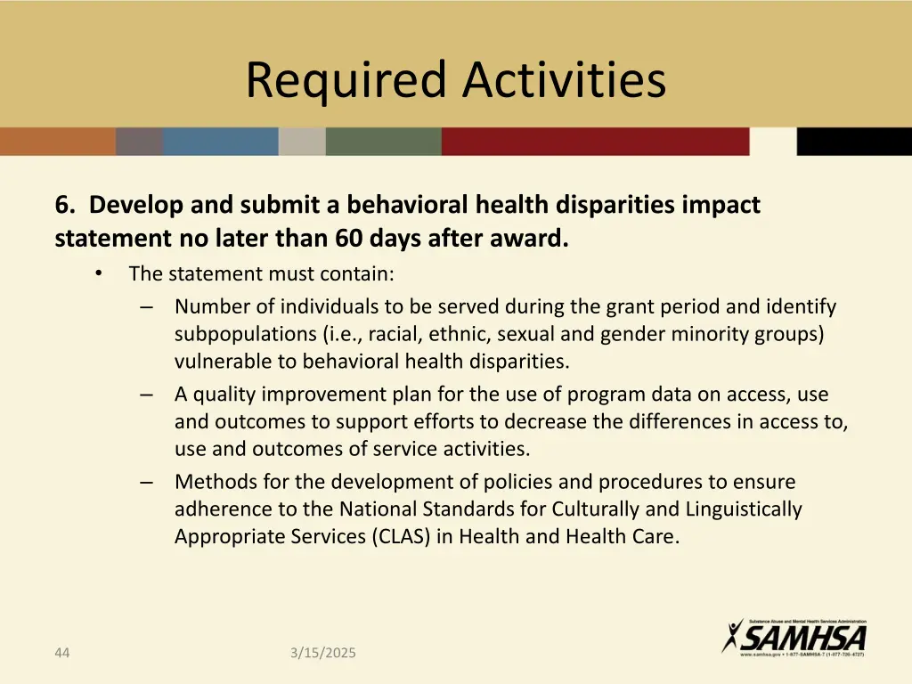 required activities 16