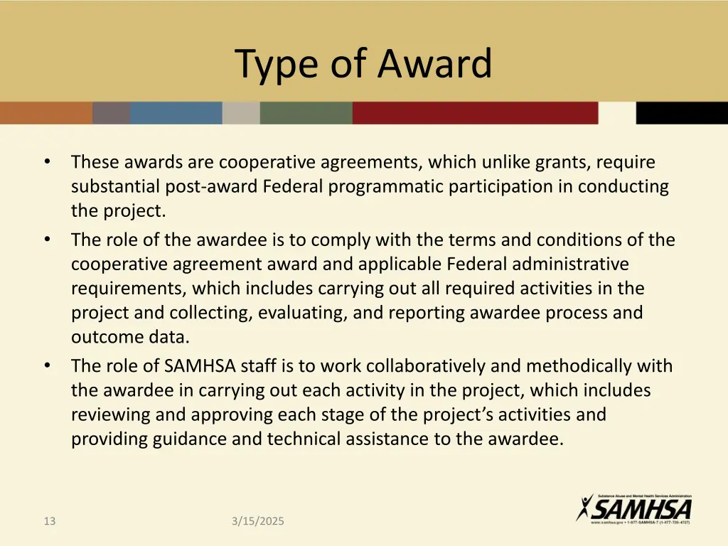 type of award