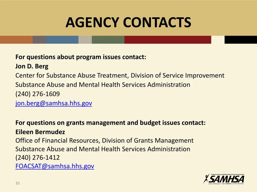 agency contacts