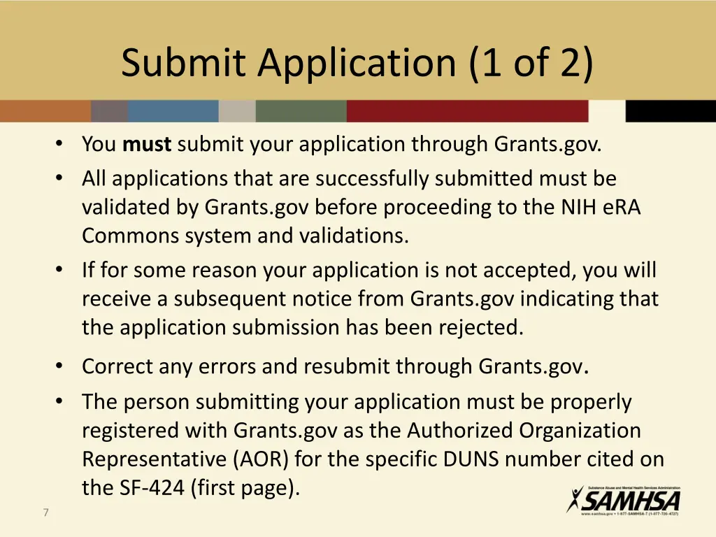 submit application 1 of 2