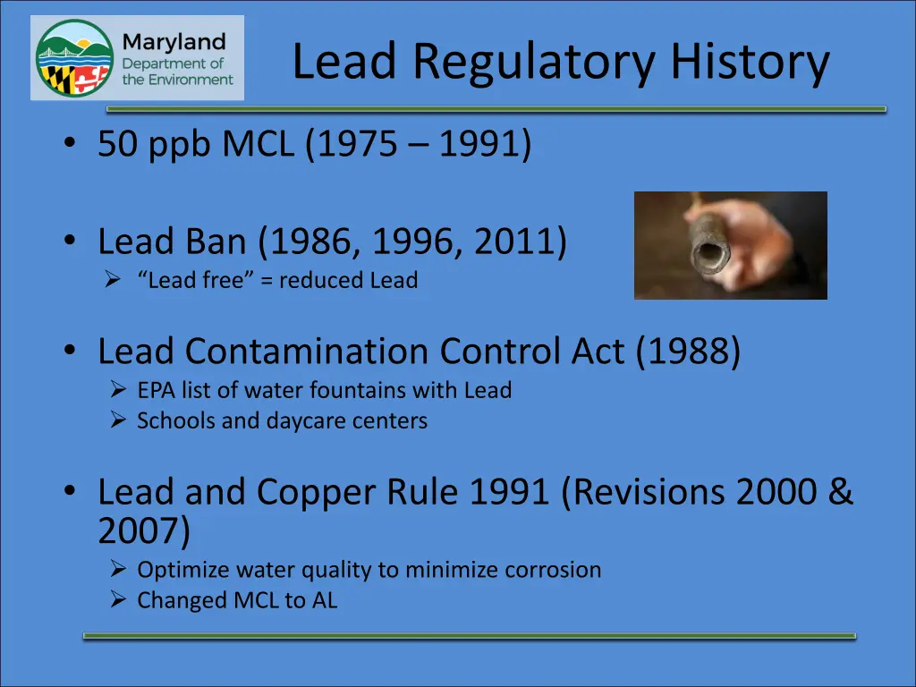 lead regulatory history