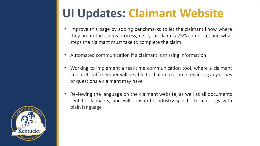 ui updates claimant website