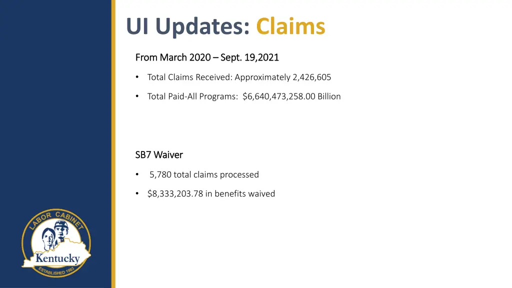 ui updates claims