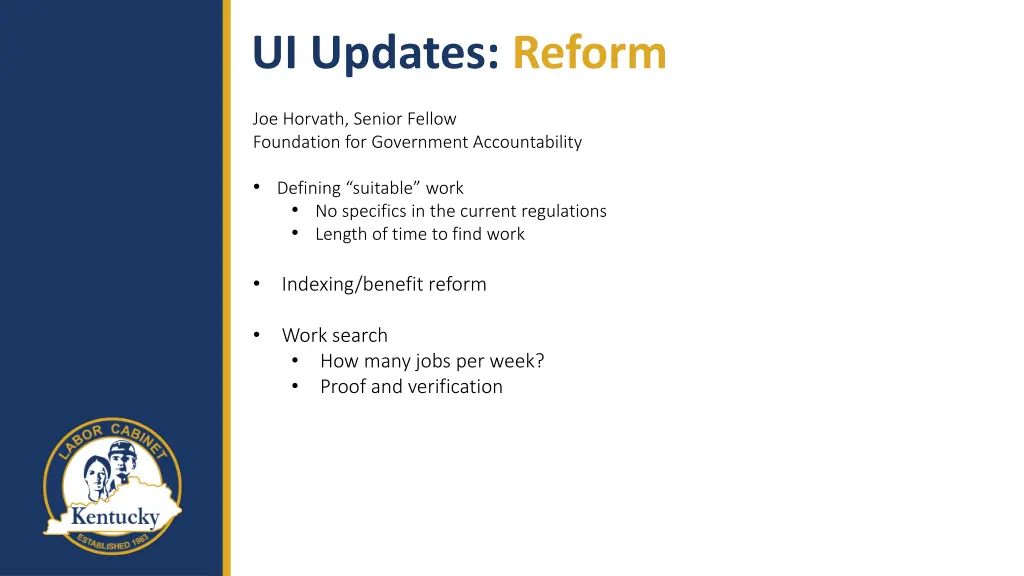 ui updates reform joe horvath senior fellow