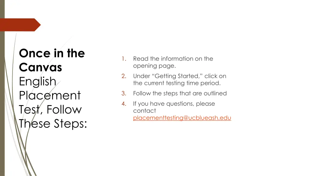 once in the canvas english placement test follow