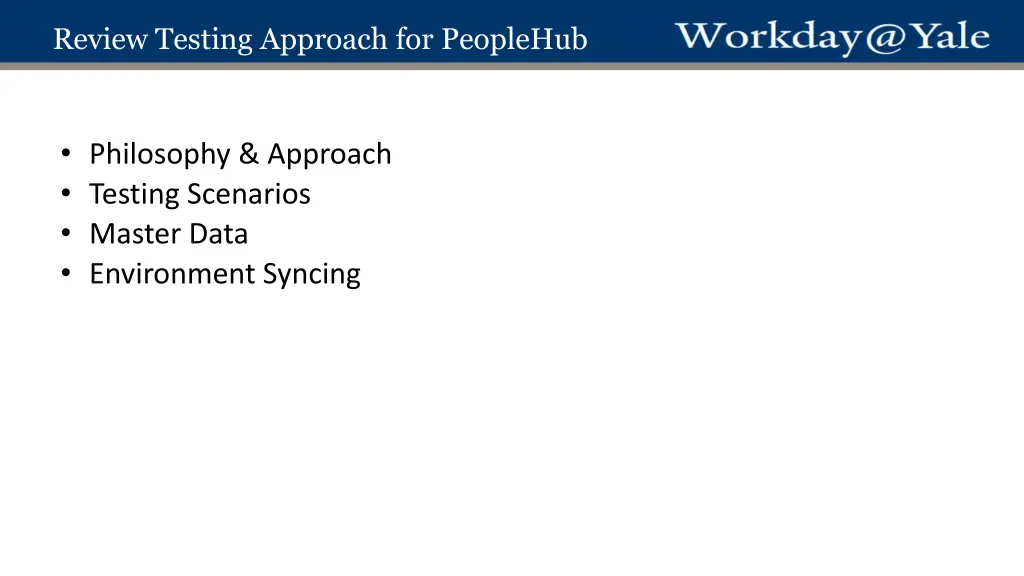 review testing approach for peoplehub
