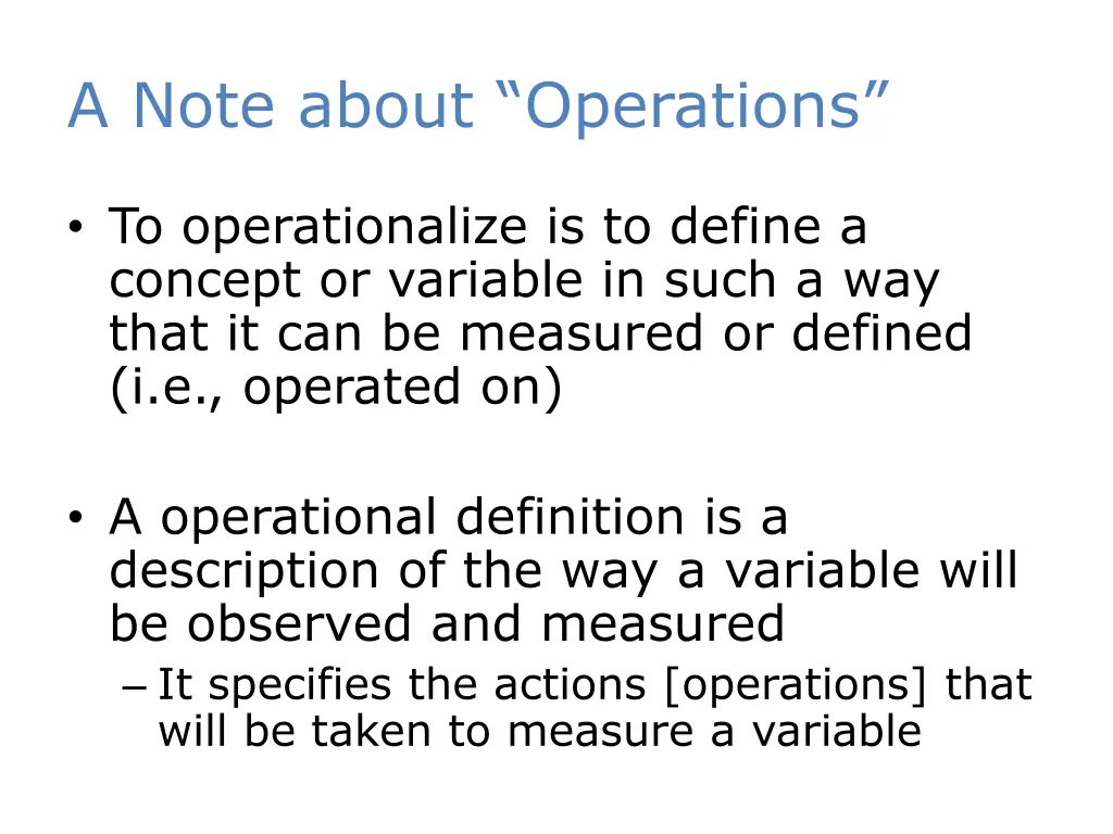 a note about operations
