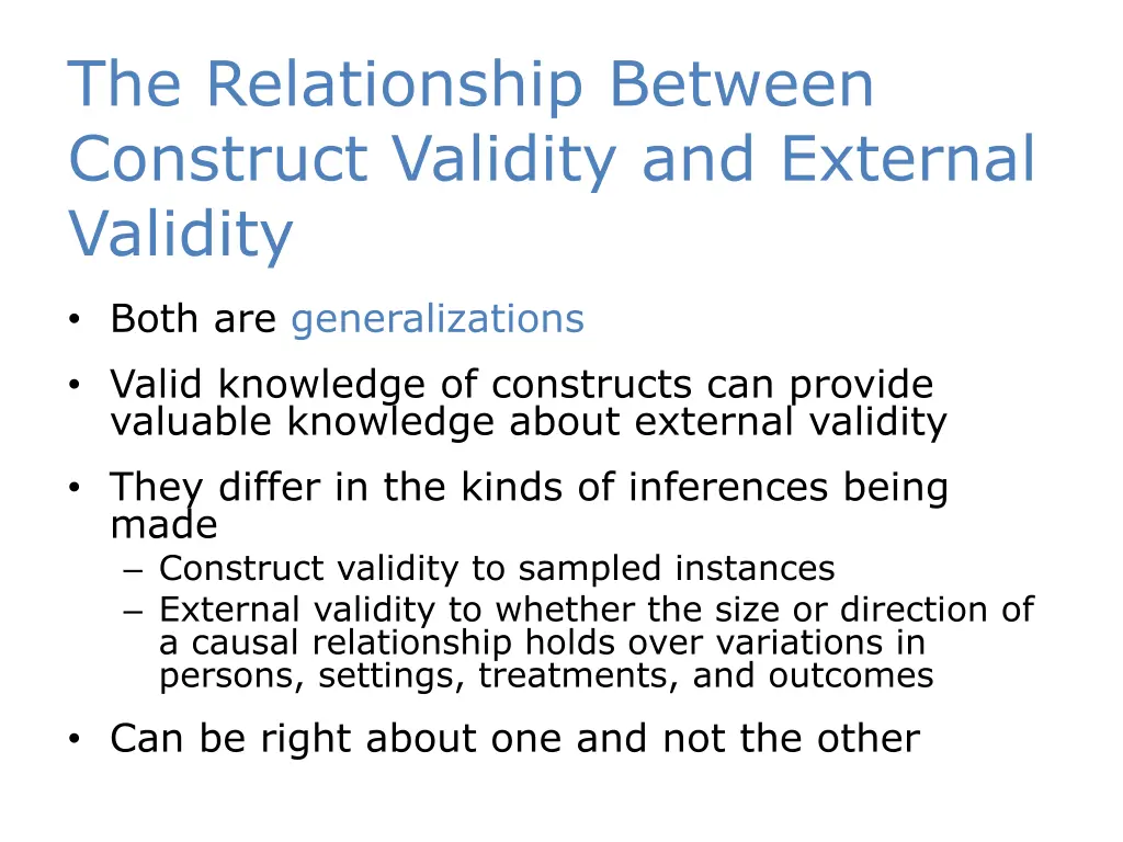 the relationship between construct validity
