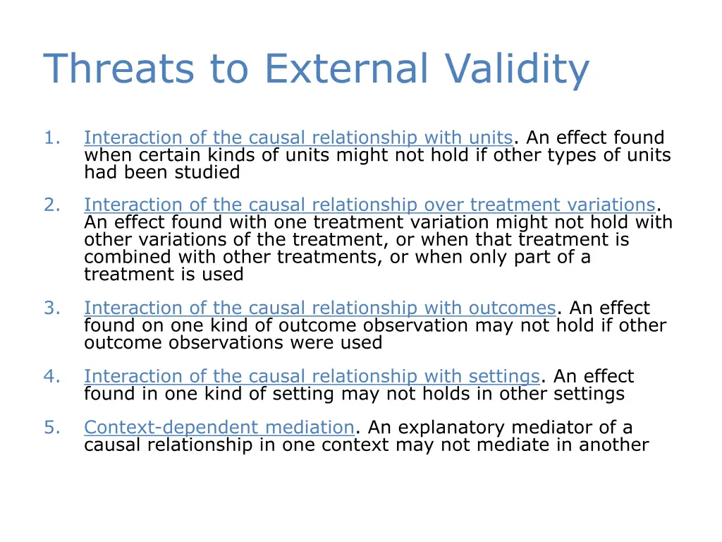 threats to external validity