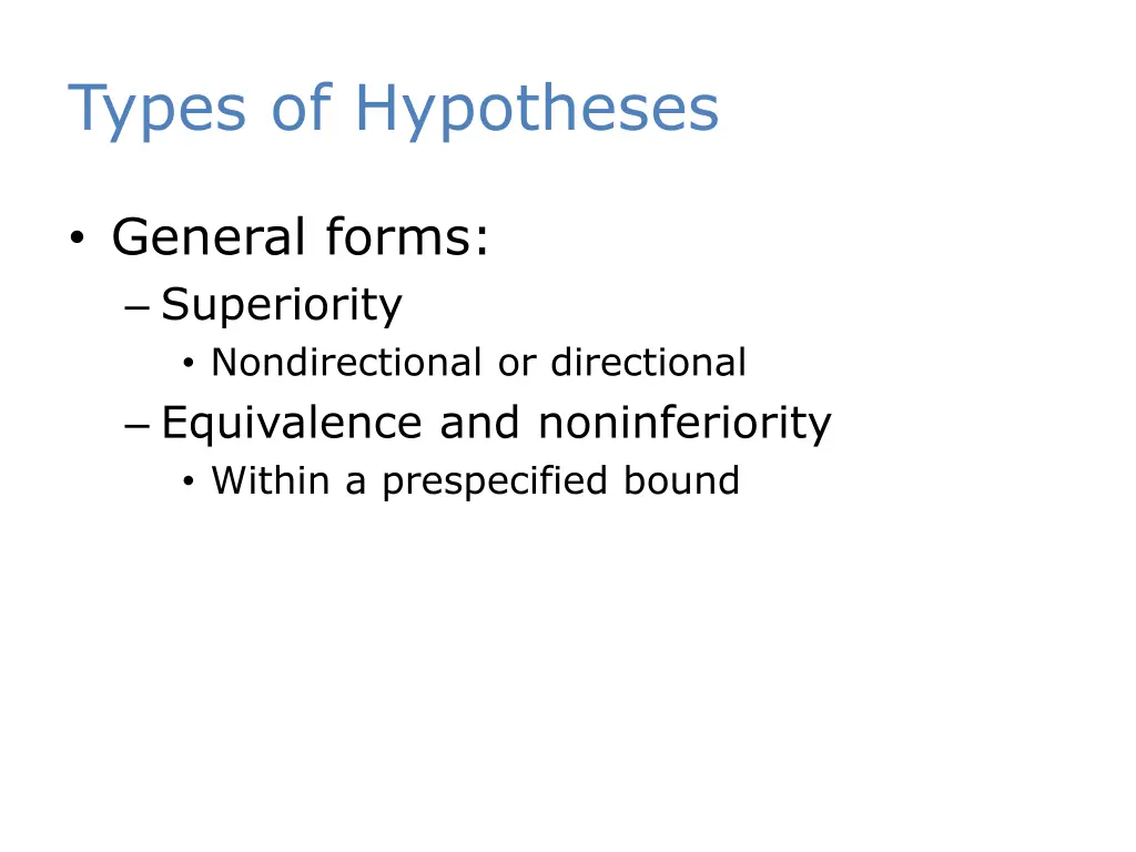 types of hypotheses