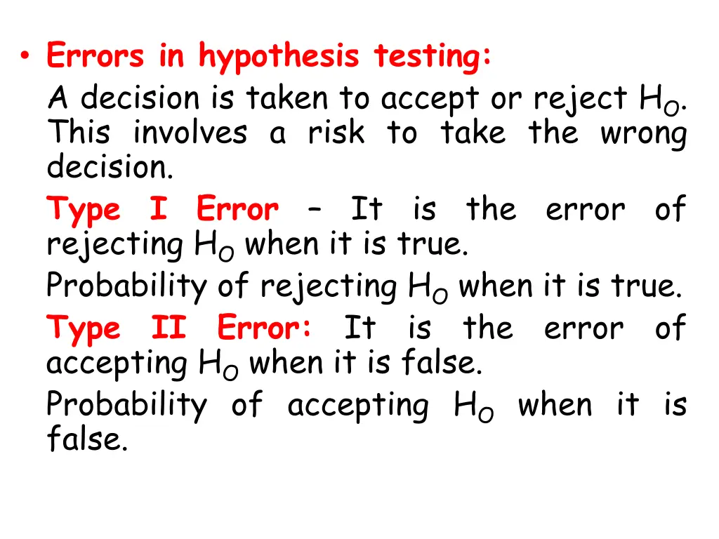 errors in hypothesis testing a decision is taken