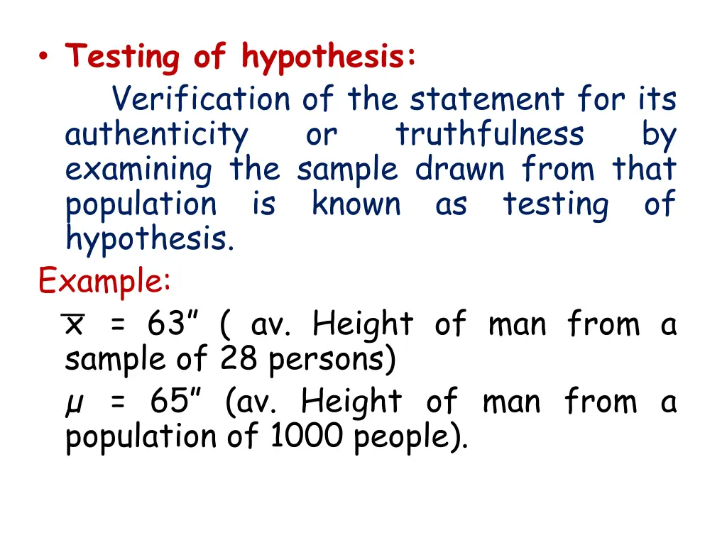 testing of hypothesis verification