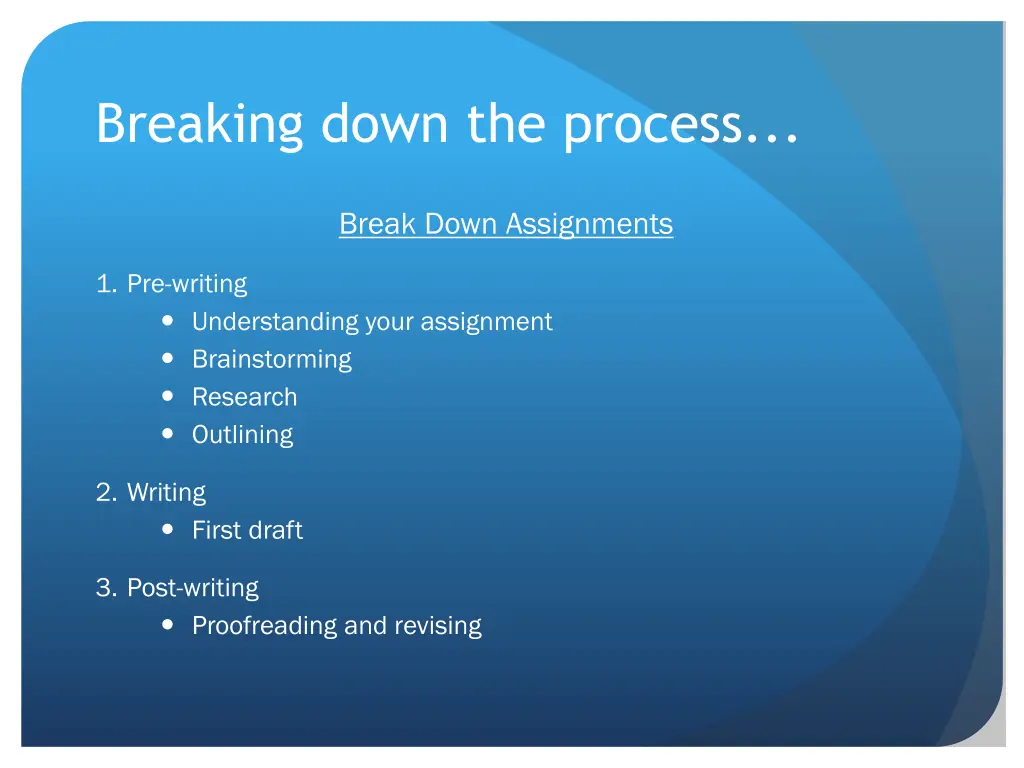 breaking down the process