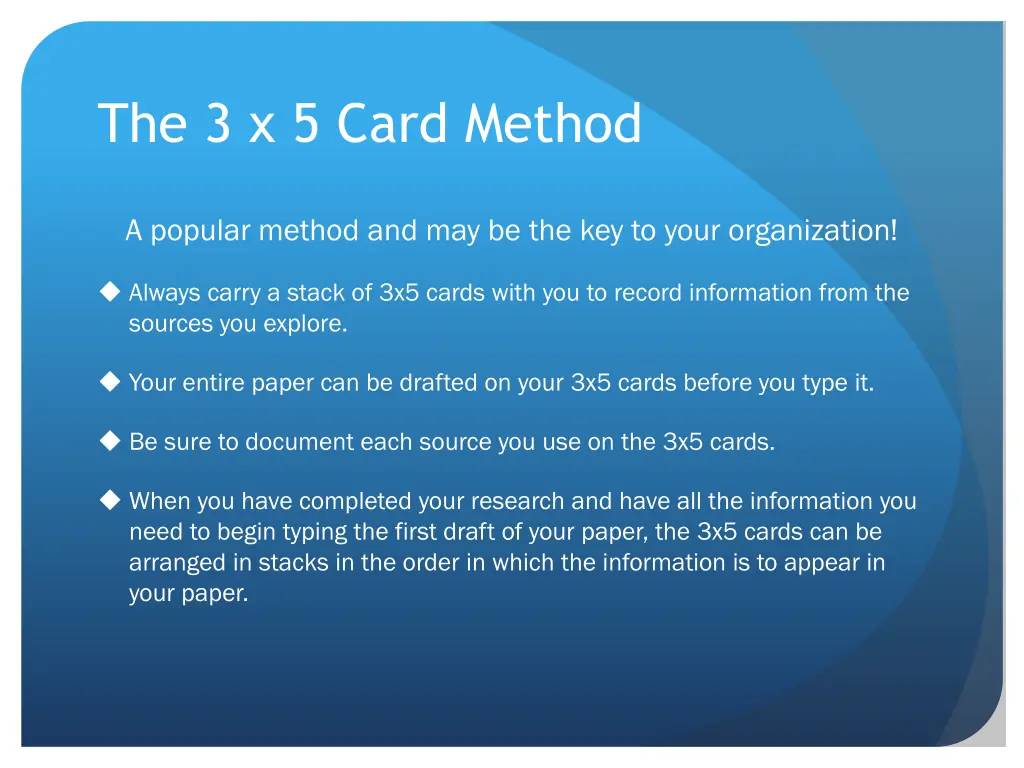 the 3 x 5 card method
