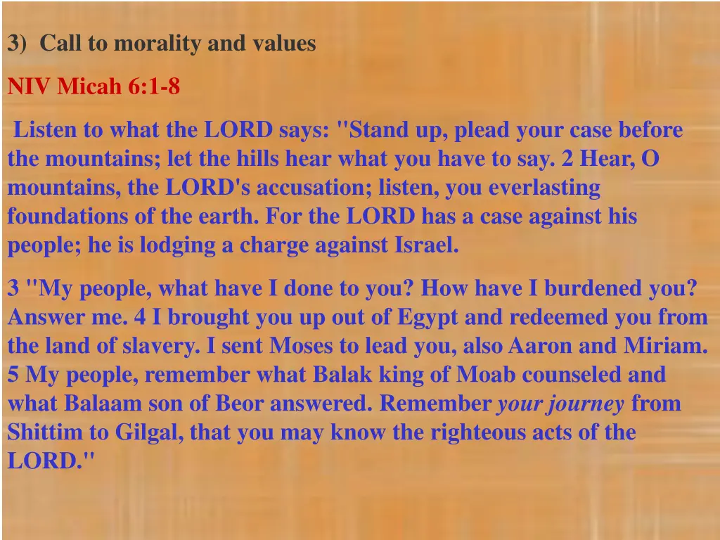 3 call to morality and values