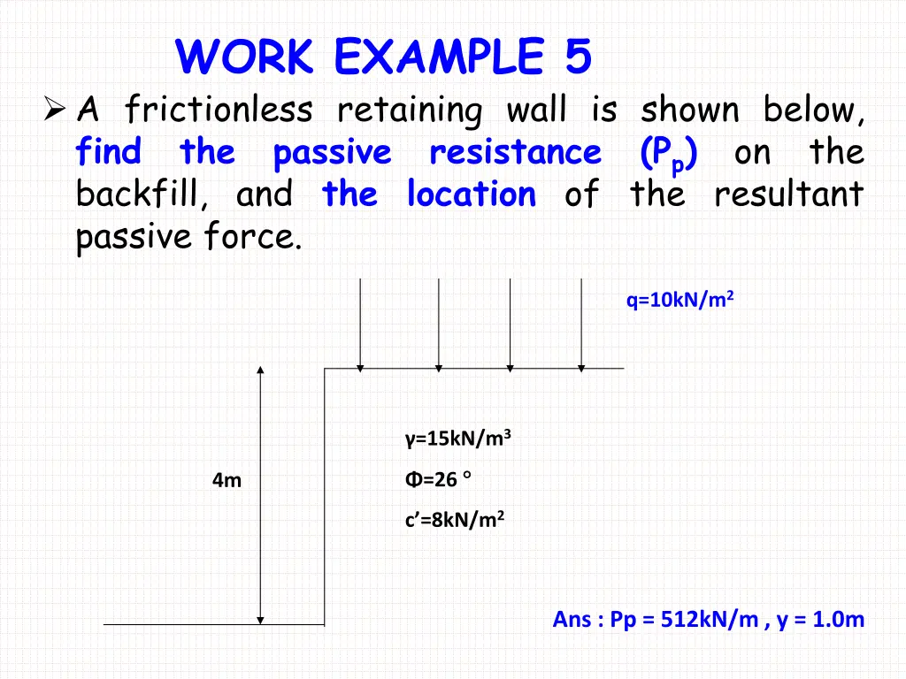 work example 5 a frictionless retaining wall