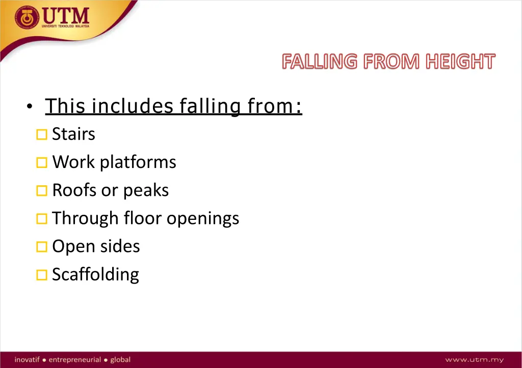 falling from height