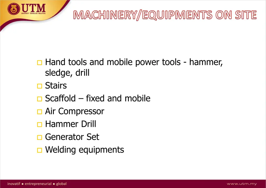 machinery equipments on site 1