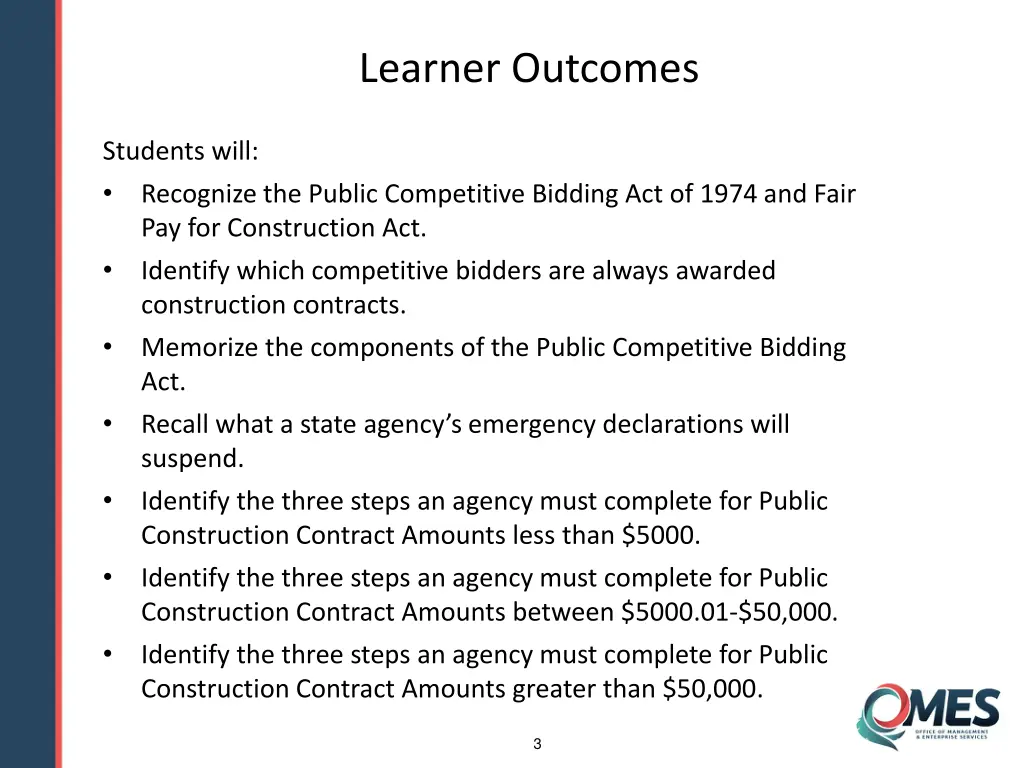 learner outcomes