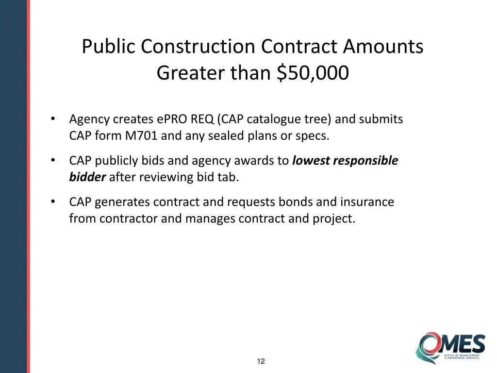 public construction contract amounts greater than