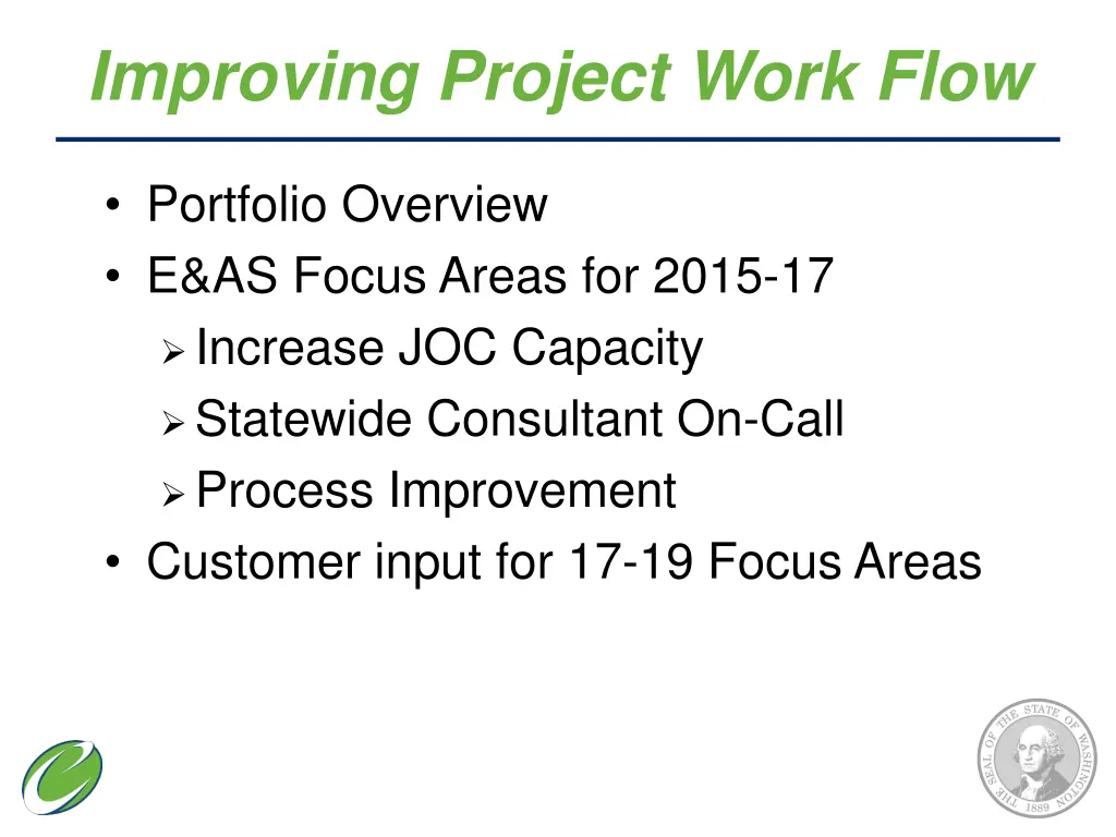 improving project work flow 1