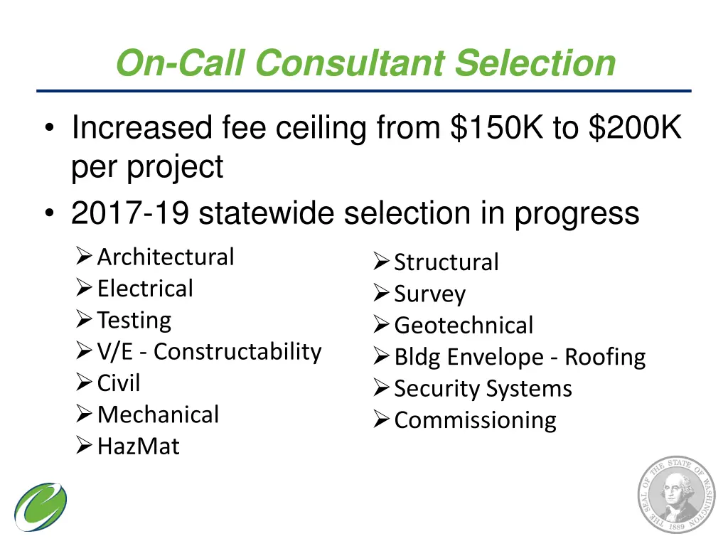 on call consultant selection