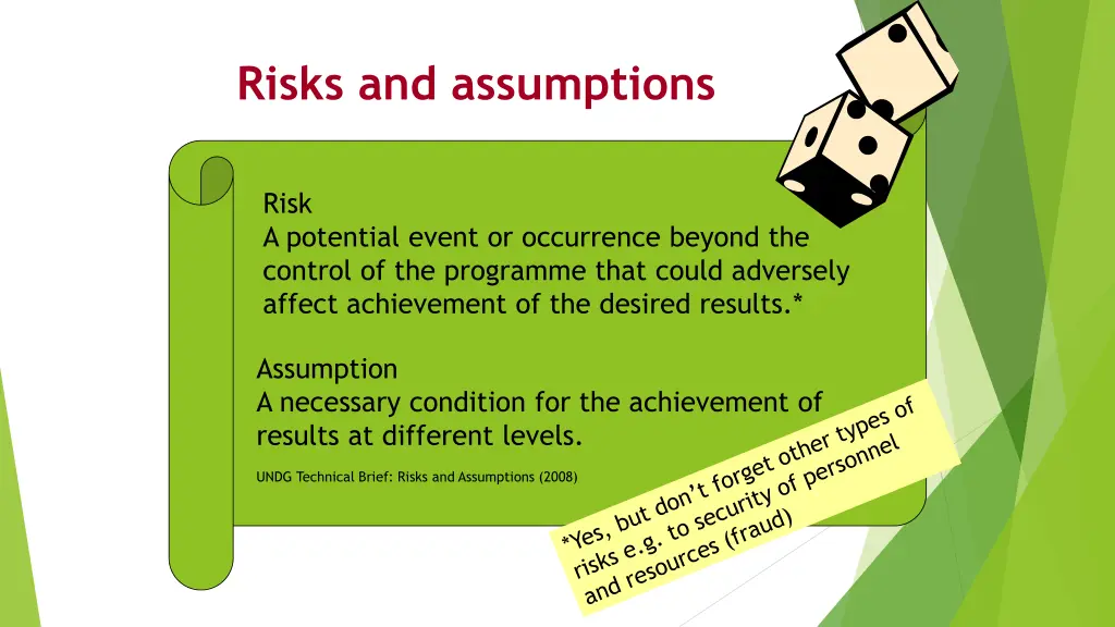 risks and assumptions