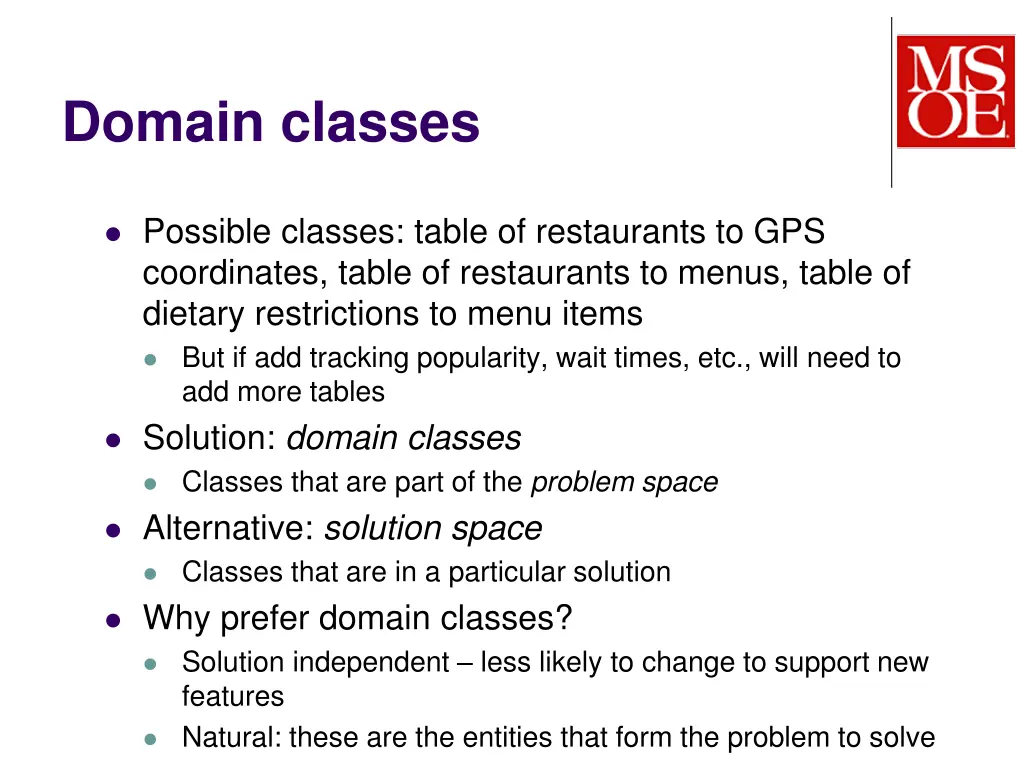 domain classes