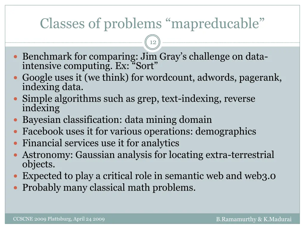 classes of problems mapreducable