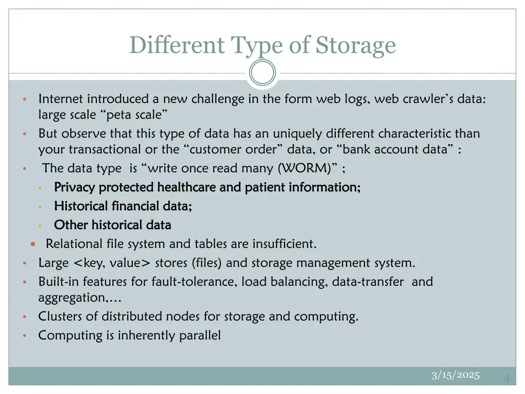 different type of storage