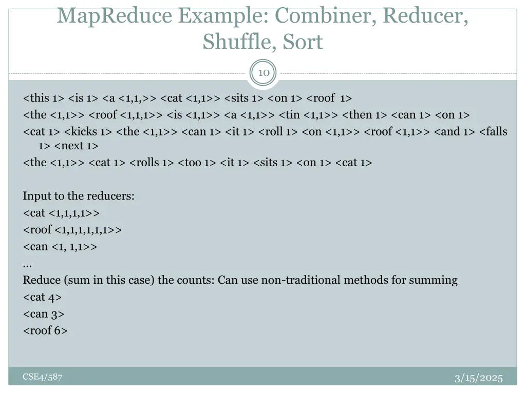 mapreduce example combiner reducer shuffle sort