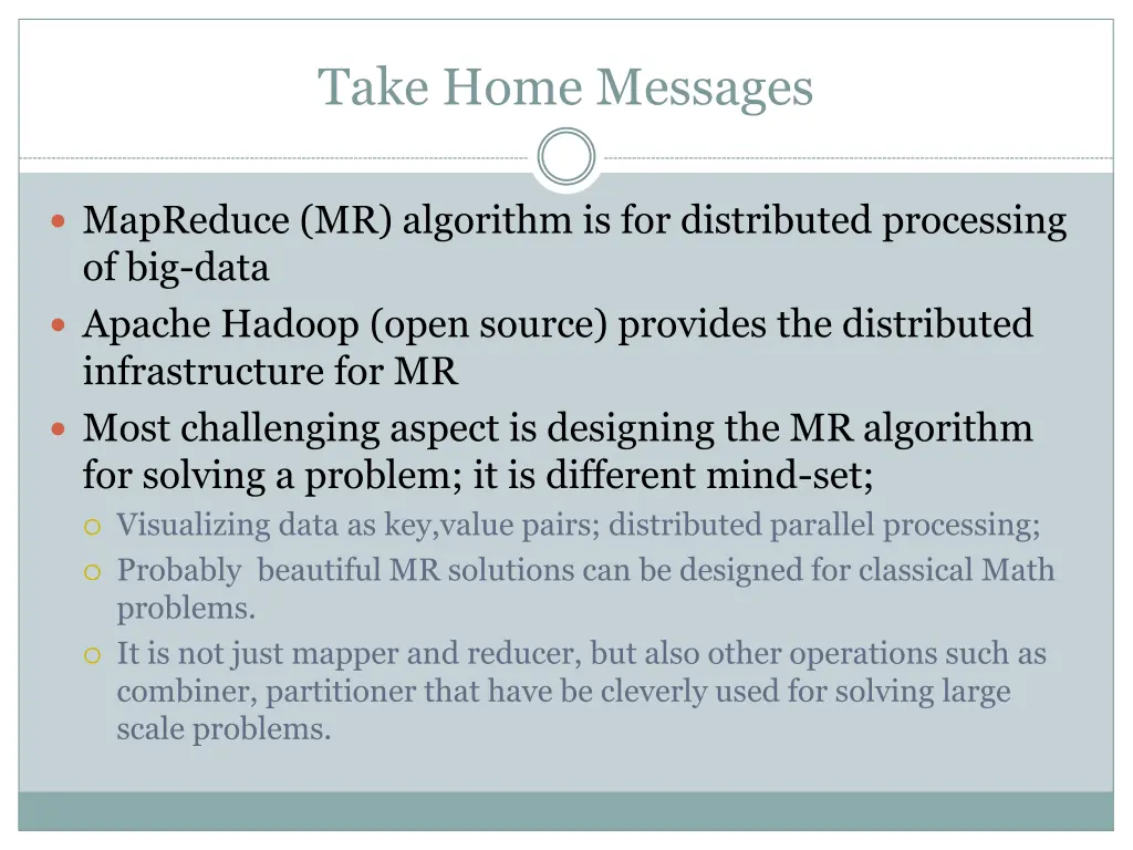 take home messages