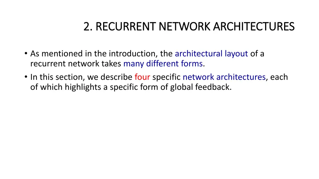 2 2 recurrent network architectures recurrent