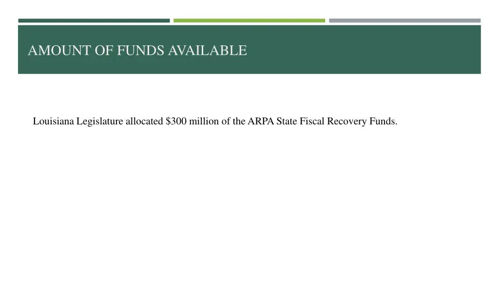 amount of funds available