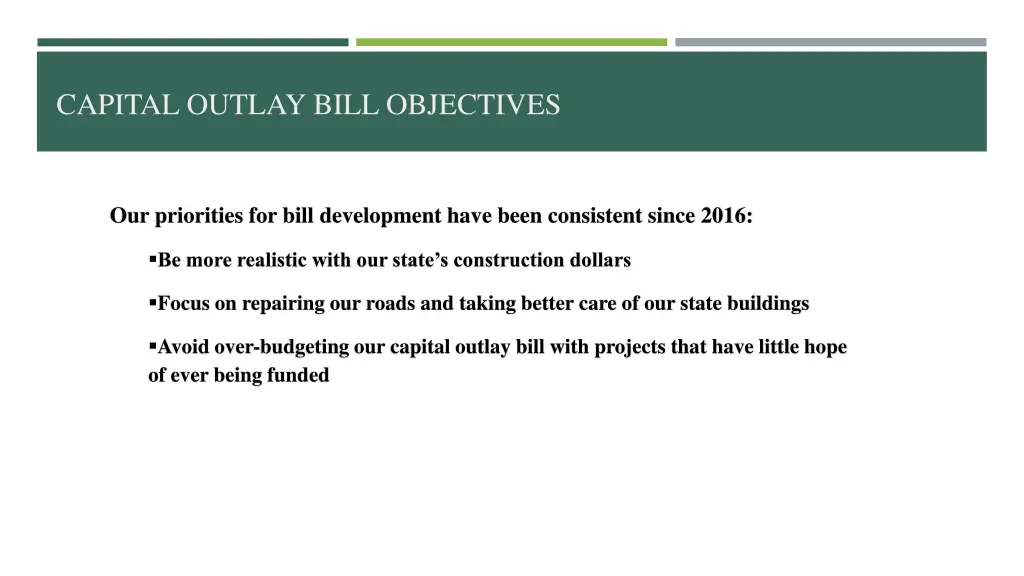 capital outlay bill objectives
