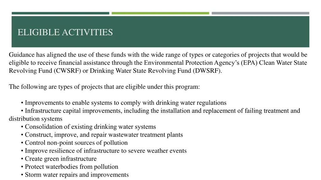 eligible activities