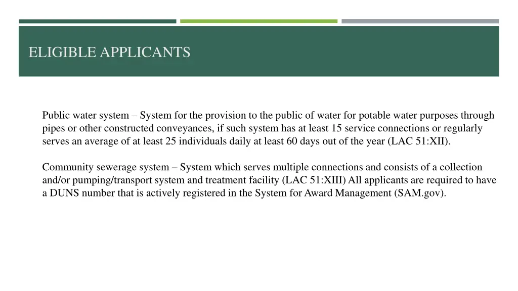 eligible applicants