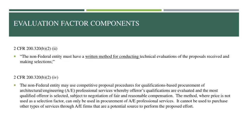 evaluation factor components