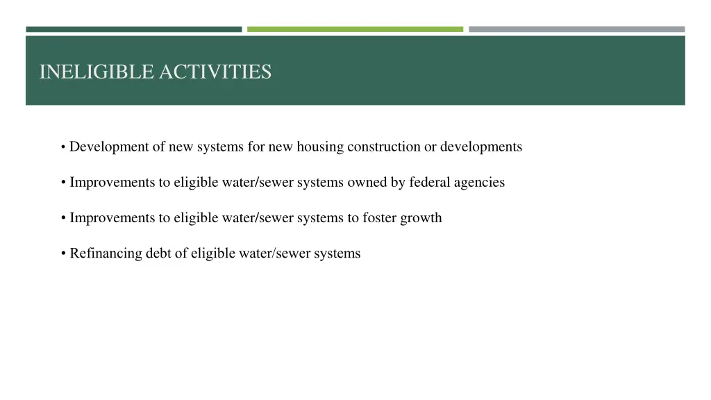 ineligible activities