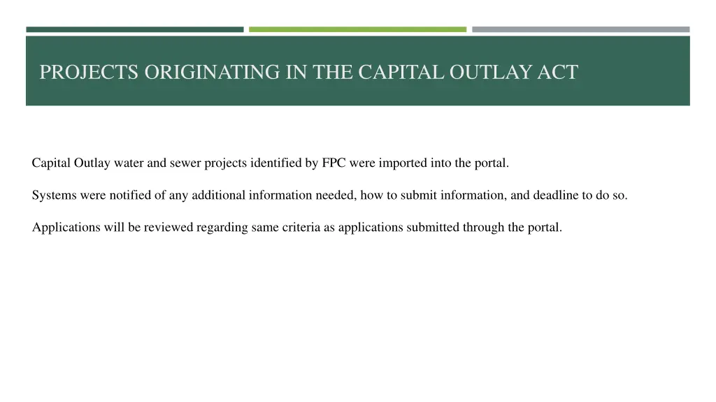 projects originating in the capital outlay act