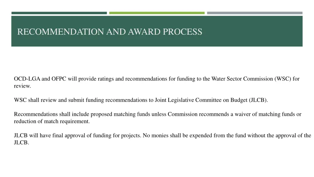 recommendation and award process