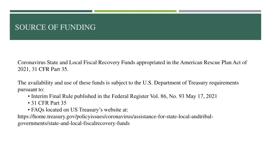source of funding