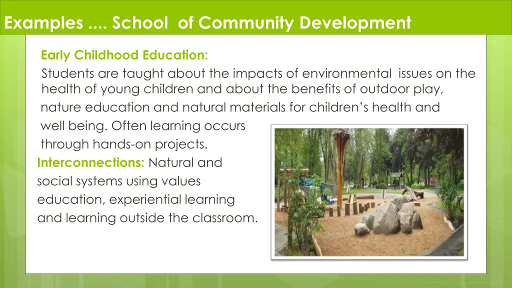 examples school of community development