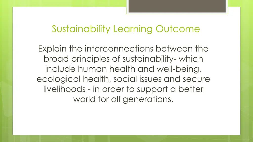 sustainability learning outcome