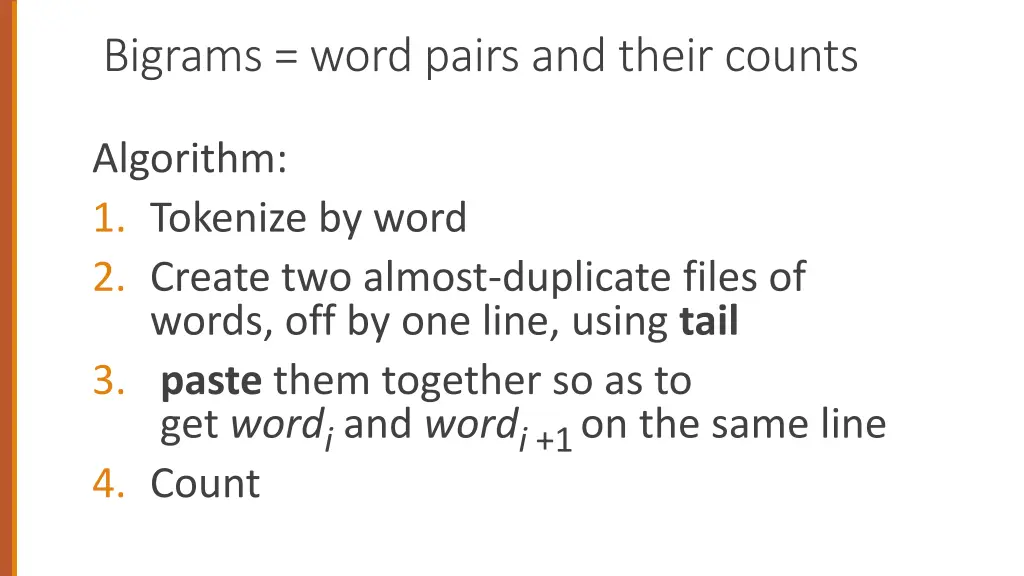 bigrams word pairs and their counts